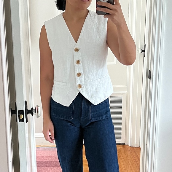 White linen vest, fully lined - Picture 1 of 6